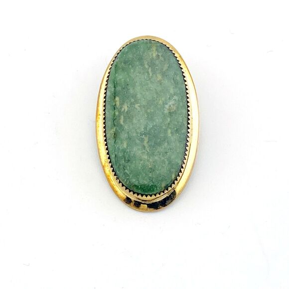 Connemara Irish Jade Gold Filled Pendant Converts to Pin Brooch Vintage Oval - Picture 2 of 6